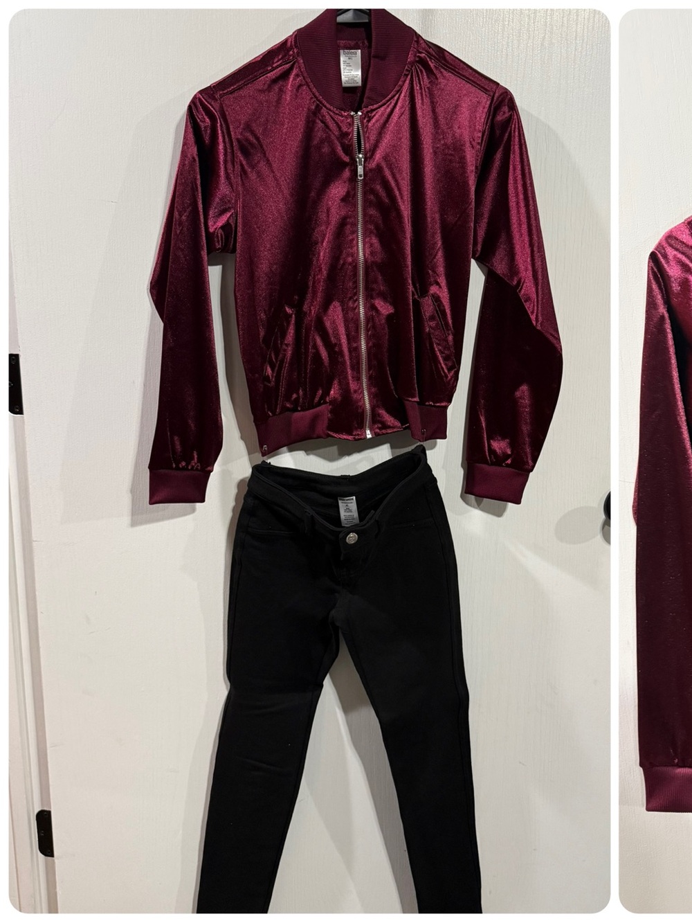 Balerea Girls' Burgundy Satin Bomber Jacket